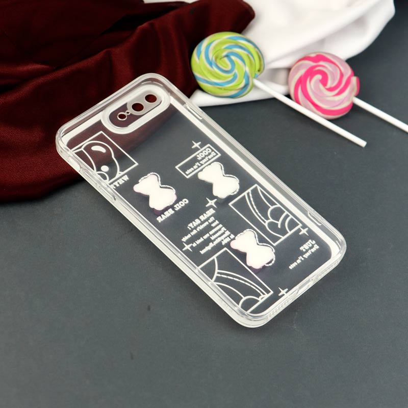قاب عروسکی خرس نقره ای محافظ لنزدار iPhone 7 Plus / 8 Plus