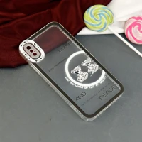 قاب عروسکی خرس نقره ای محافظ لنزدار iPhone XS