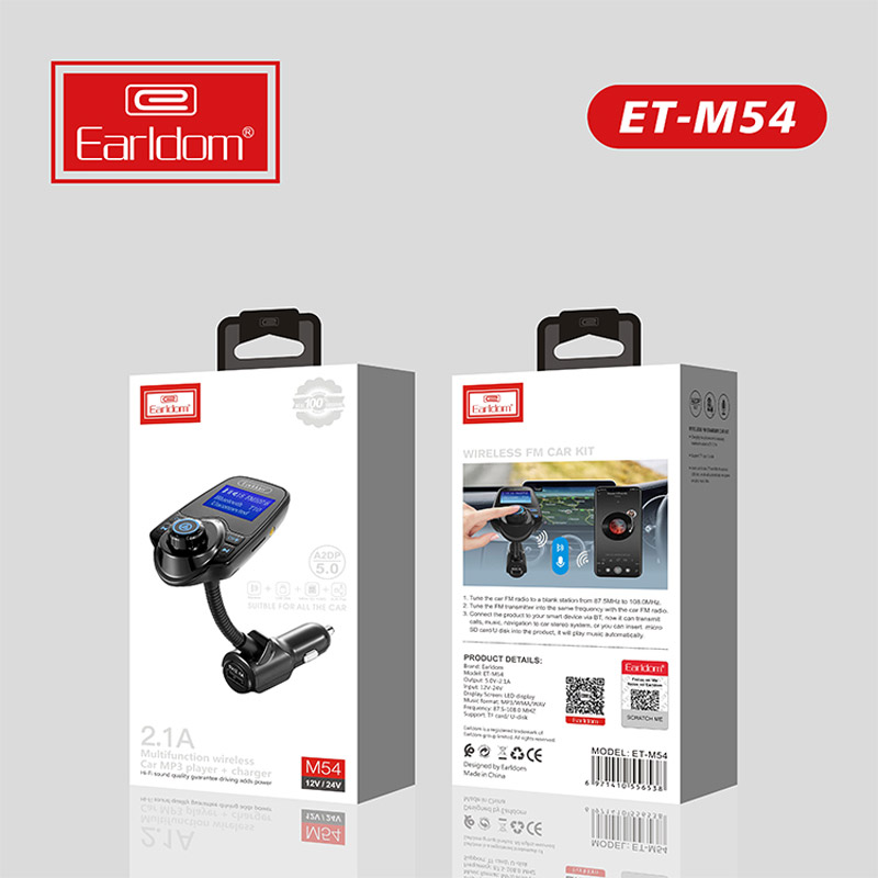 شارژر فندکی + FM Player بلوتوثی Earldom ET-M54