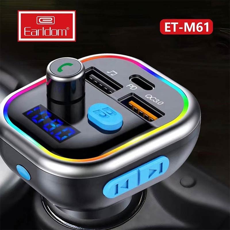 شارژر فندکی + FM Player بلوتوثی Earldom ET-M61 PD QC3