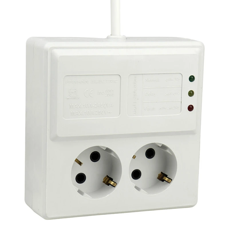 محافظ برق یخچال و فریزر 2 خانه ارت دار فرحان الکتریک با کابل 5 متری Farhan Electric FEP222