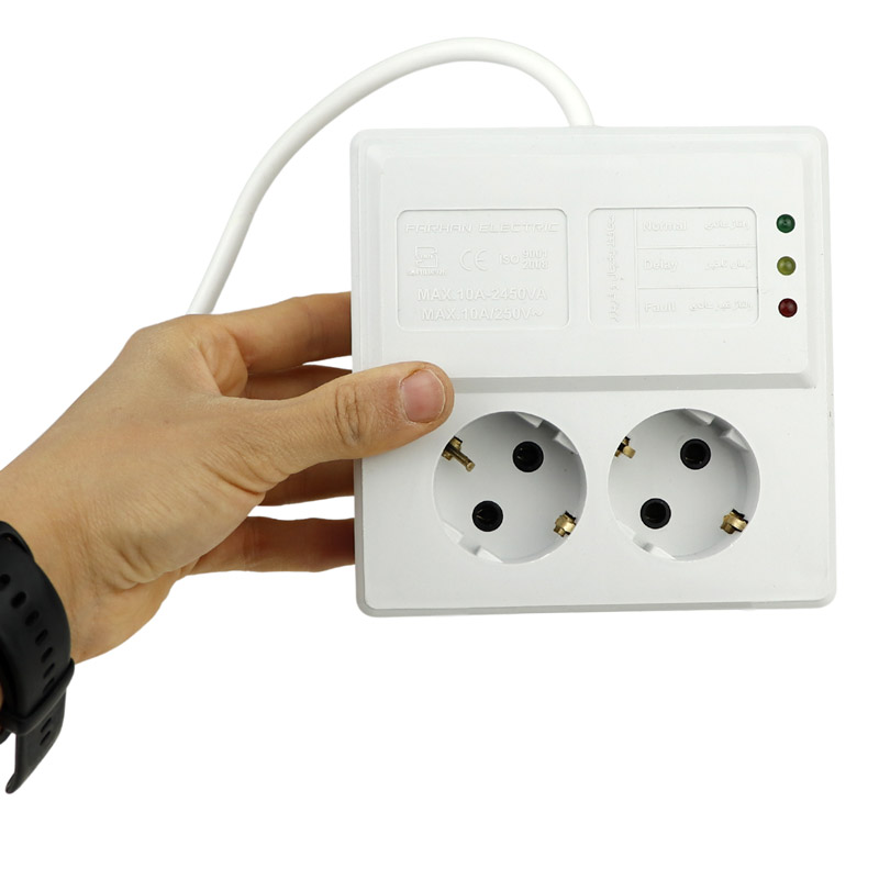 محافظ برق یخچال و فریزر 2 خانه ارت دار فرحان الکتریک با کابل 5 متری Farhan Electric FEP222