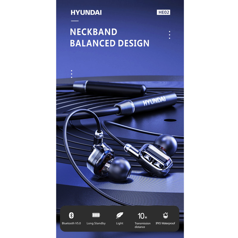 هندزفری بلوتوث دورگردنی Hyundai HE02 Pro