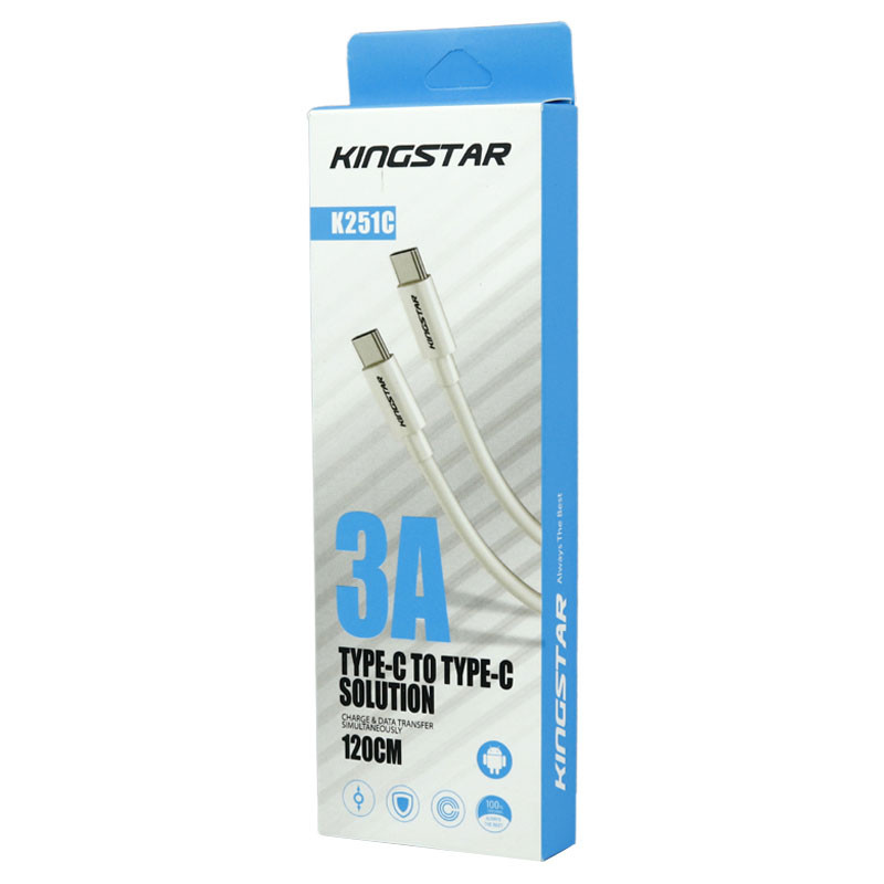 کابل تبدیل KingStar K251C Type-C to Type-C 3A 1.2m