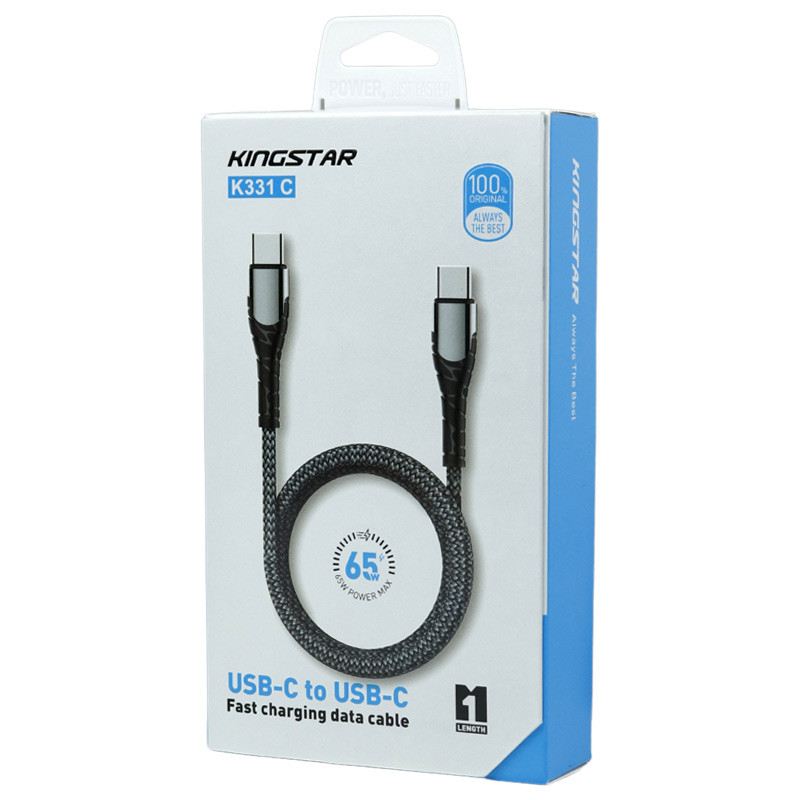 کابل تبدیل فست شارژ KingStar K331C Type-C to Type-C PD 65W 2.4A 1m