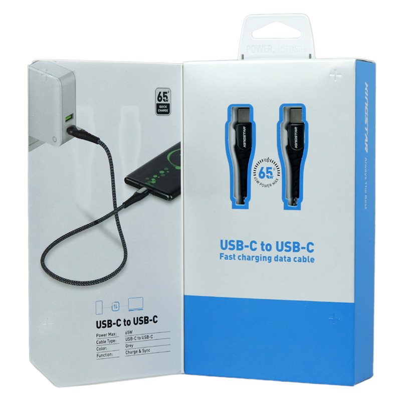کابل تبدیل فست شارژ KingStar K331C Type-C to Type-C PD 65W 2.4A 1m