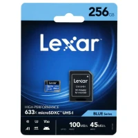 رم میکرو 256 گیگ لکسار Lexar Blue Series 633X A1 V30 U3 C10 100MB/s + خشاب
