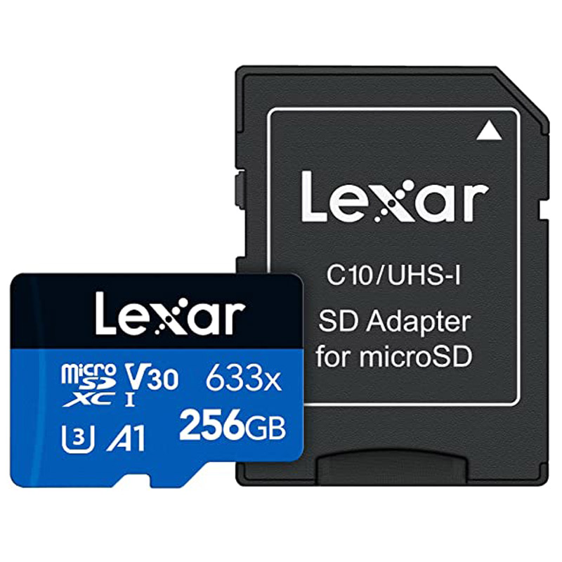 رم میکرو 256 گیگ لکسار Lexar Blue Series 633X A1 V30 U3 C10 100MB/s + خشاب