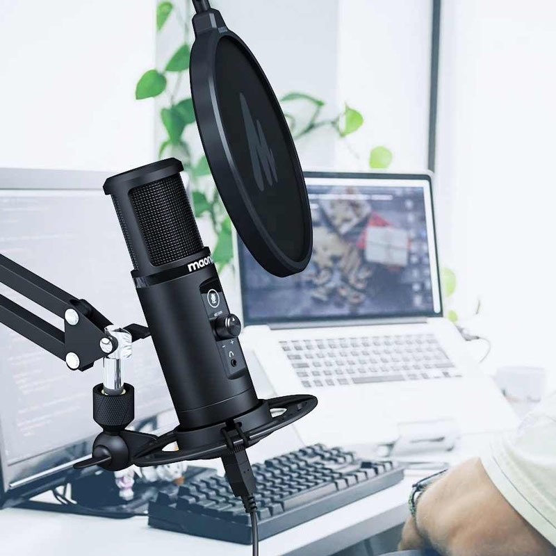 میکروفون کندانسور و پایه لرزشگیر Maono AU-PM422 + پاپ فیلتر