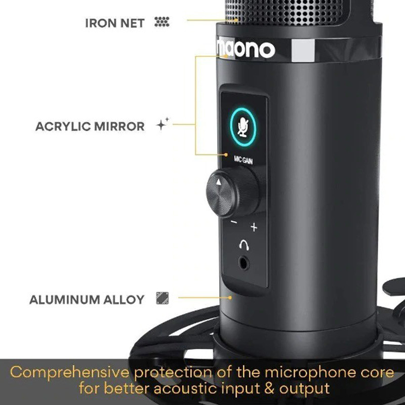 میکروفون کندانسور و پایه لرزشگیر Maono AU-PM422 + پاپ فیلتر