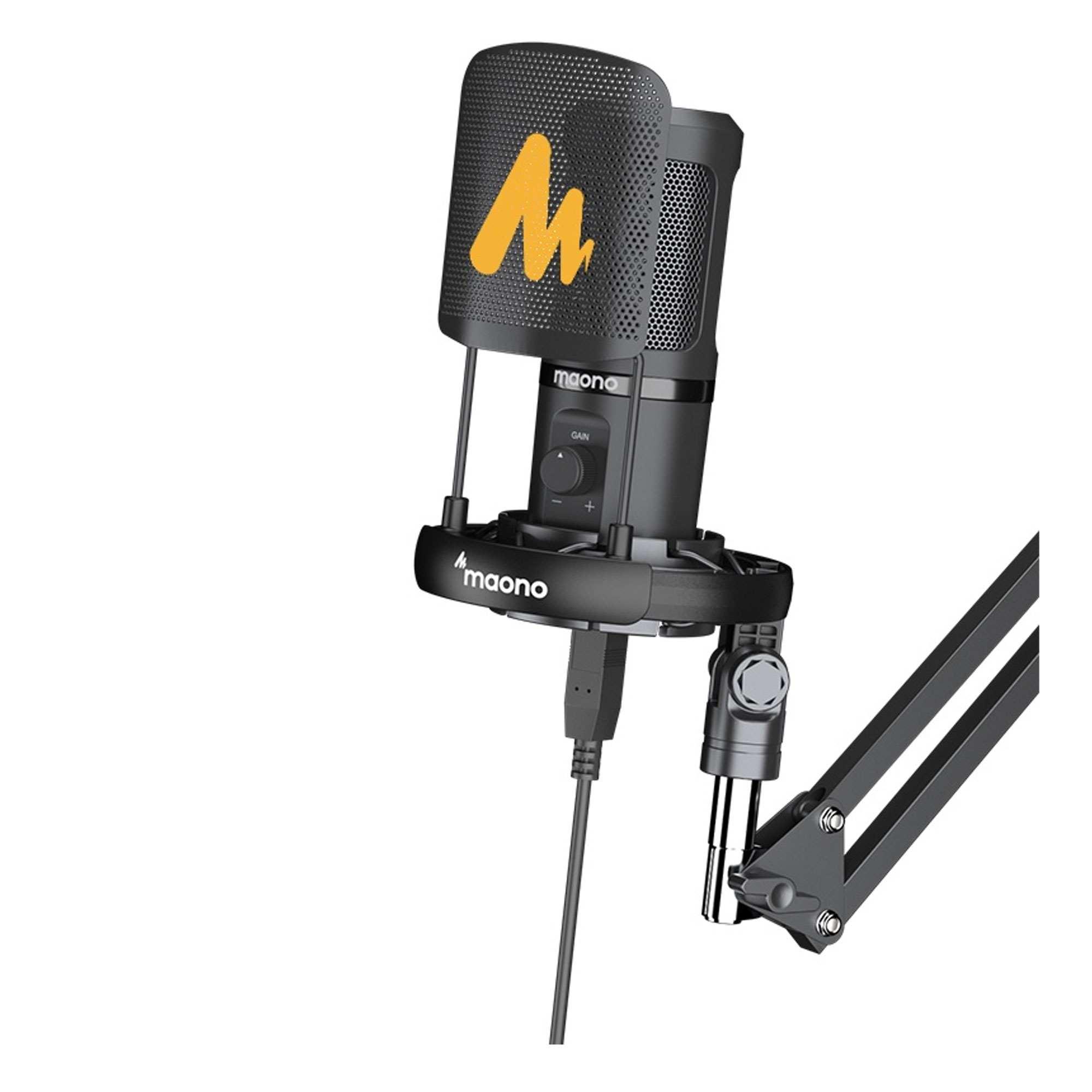 میکروفون کندانسور و پایه لرزشگیر Maono AU-PM461S + پاپ فیلتر