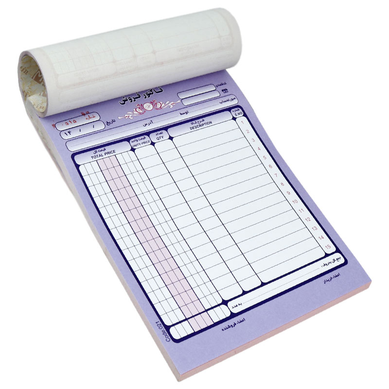 فاکتور فروش دو برگی رنگی Matin 160*224mm کد 021