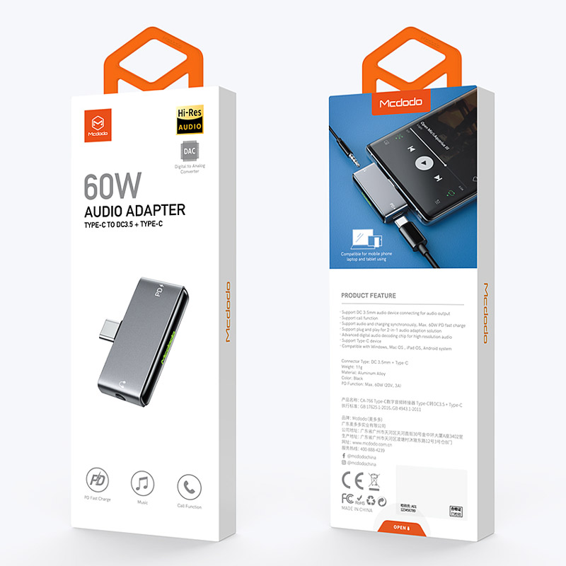 تبدیل Mcdodo CA-7660 Type-C to AUX / Type-C PD 60W