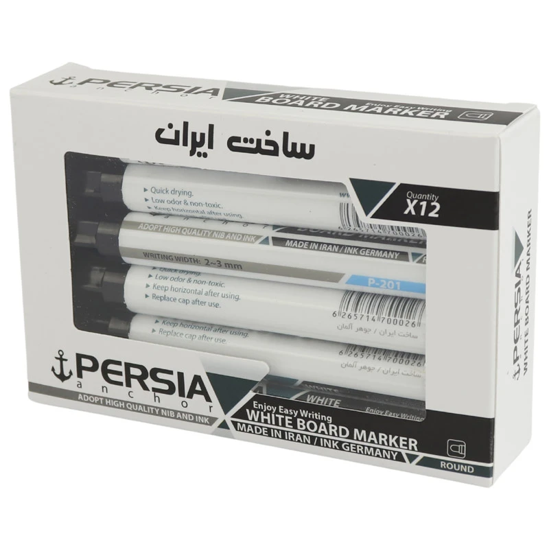 ماژیک وایت برد پرشیا نوک گرد Persia P-201 بسته 12 عددی
