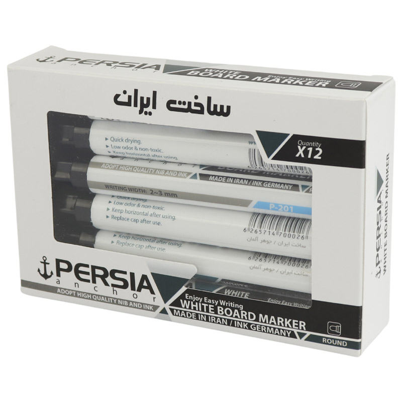 ماژیک وایت برد پرشیا نوک گرد Persia P-201 بسته 12 عددی
