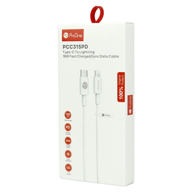 کابل تایپ سی به لایتنینگ فست شارژ 18 وات پرووان PCC315PD طول 1 متر