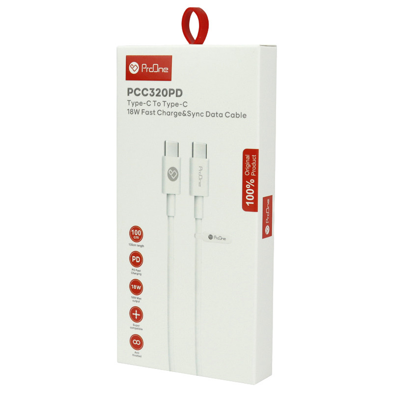 کابل تبدیل فست شارژ ProOne PCC320 Type-C To Type-C 1.2A PD 18W 1m