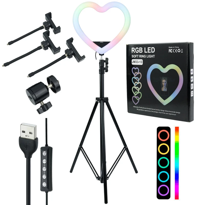 رینگ لایت پایه دار 13 اینچ RGB LED Soft Ring Light MJ33-13