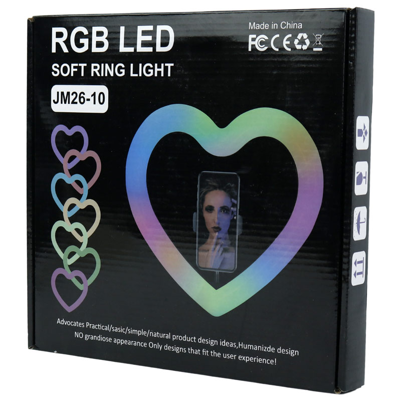 رینگ لایت پایه دار 10 اینچ RGB LED Soft Ring Light MJ26-10