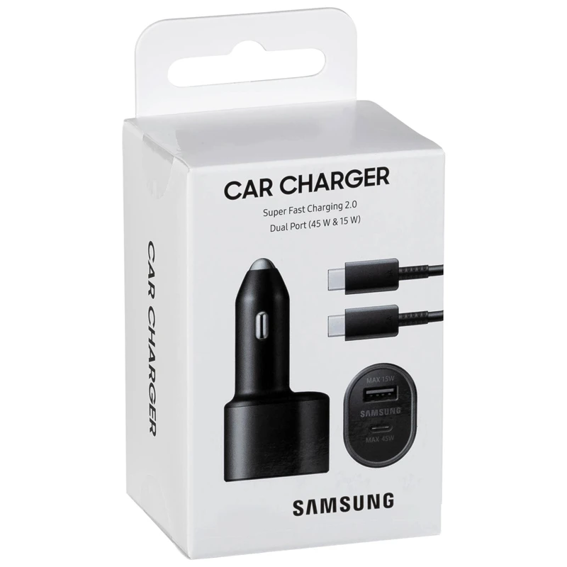 شارژر فندکی فست شارژ Samsung EP-L500 QC3.0 3A PD 45W + کابل تایپ سی