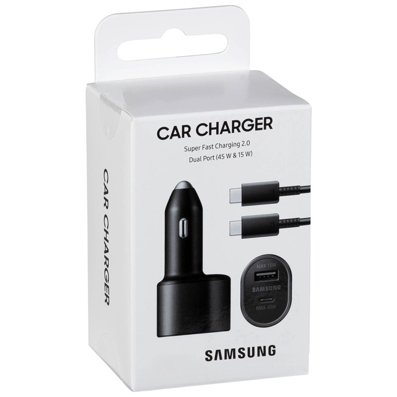 شارژر فندکی فست شارژ Samsung EP-L500 QC3.0 3A PD 45W + کابل تایپ سی