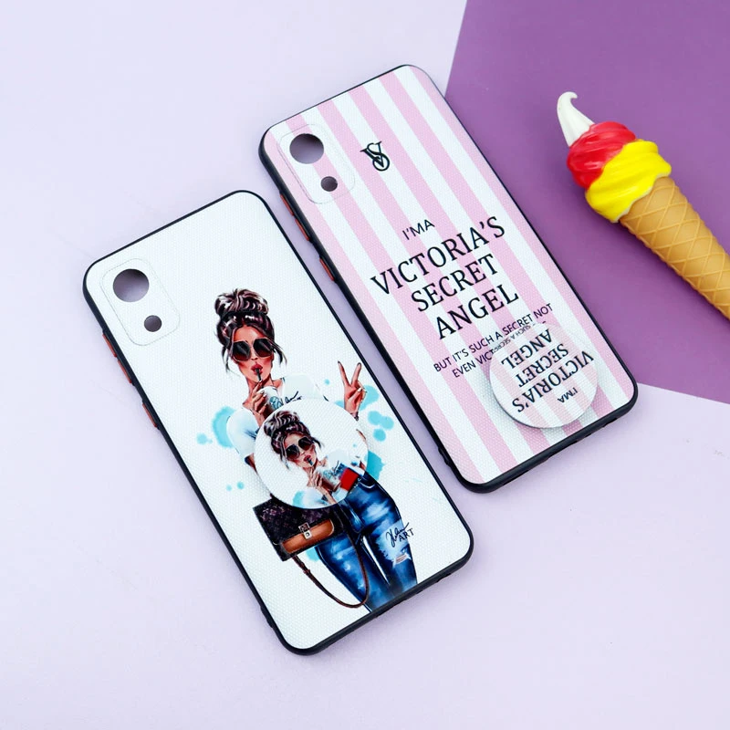 قاب فانتزی طرحدار دخترانه محافظ لنزدار + پاپ سوکت Samsung Galaxy A03 Core سری R