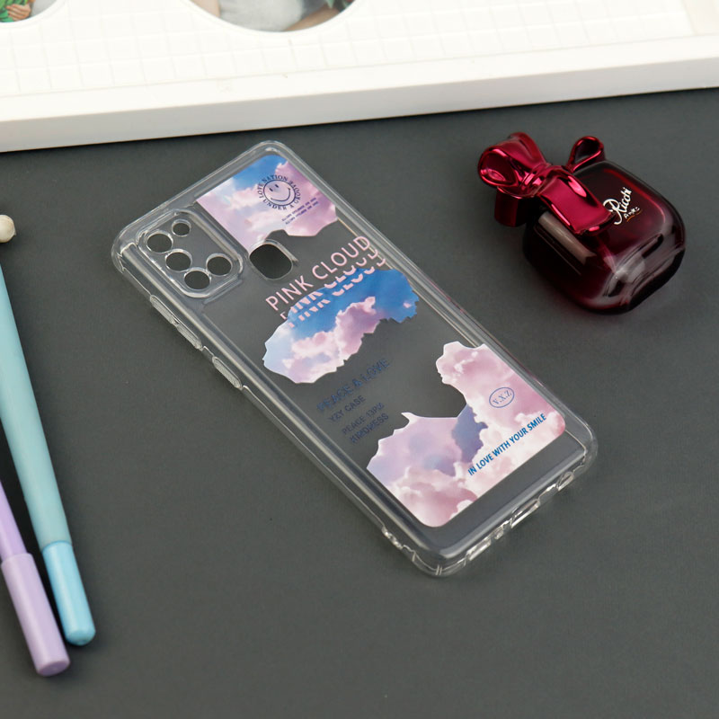 قاب ژله ای شفاف طرحدار محافظ لنزدار Samsung Galaxy A21s