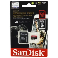 رم میکرو 128 گیگ سن دیسک SanDisk Extreme PRO V30 U3 A2 170MB/s + خشاب