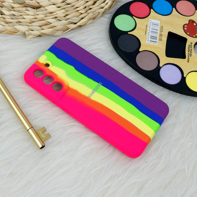 قاب محافظ لنزدار سیلیکونی اورجینال رنگین کمانی Samsung Galaxy S21 FE 5G