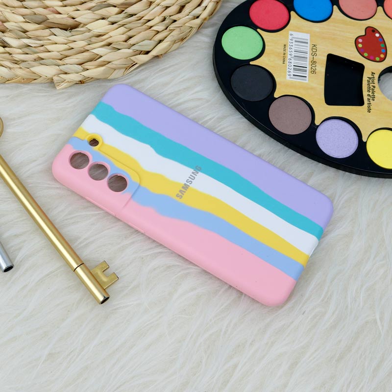 قاب محافظ لنزدار سیلیکونی اورجینال رنگین کمانی Samsung Galaxy S21 FE 5G