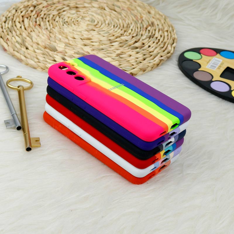 قاب محافظ لنزدار سیلیکونی اورجینال رنگین کمانی Samsung Galaxy S21 FE 5G