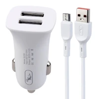 شارژر فندکی فست شارژ Sky Dolphin SZ08 2.4A 12W + کابل میکرو یو اس بی