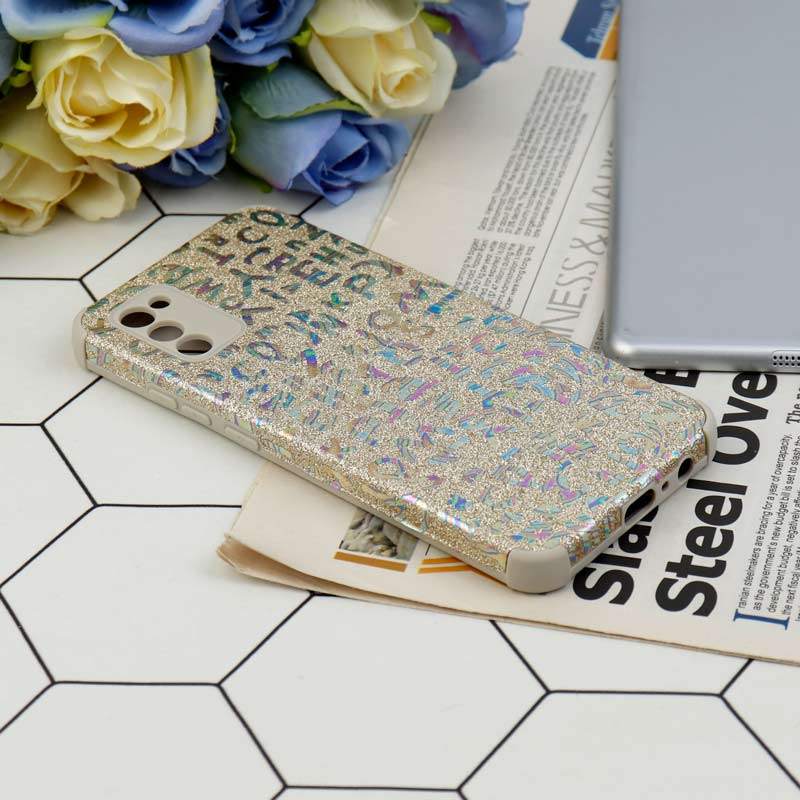 قاب شاینی سواروسکی محافظ لنزدار طرح لاتین Samsung Galaxy A02s