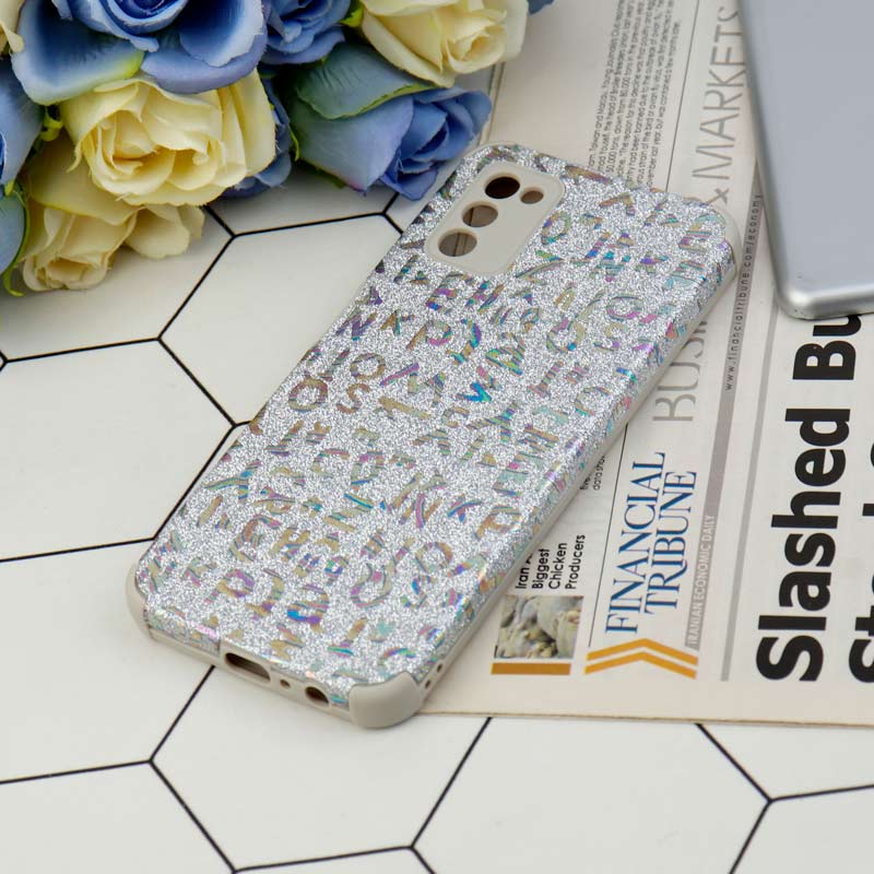 قاب شاینی سواروسکی محافظ لنزدار طرح لاتین Samsung Galaxy A03s