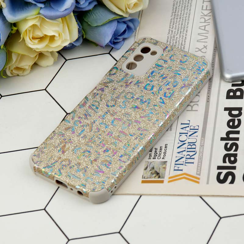 قاب شاینی سواروسکی محافظ لنزدار طرح لاتین Samsung Galaxy A03s