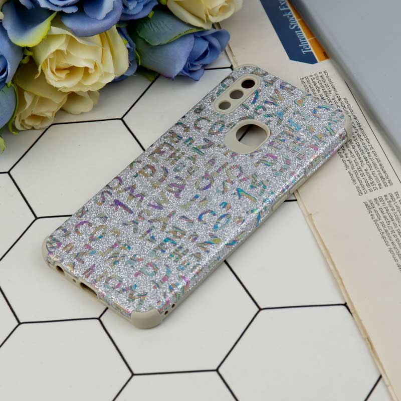 قاب شاینی سواروسکی محافظ لنزدار طرح لاتین Samsung Galaxy A10s