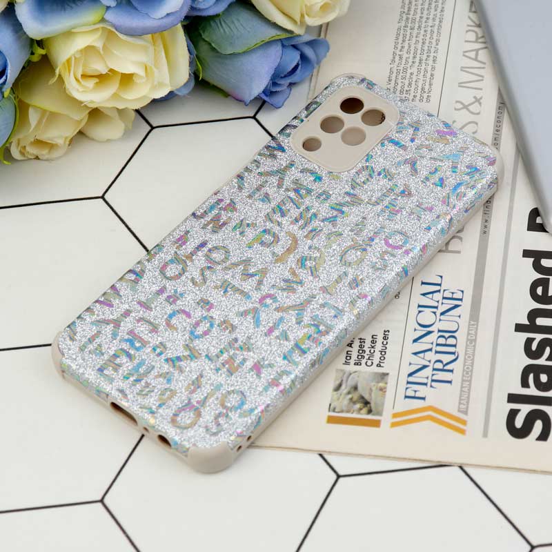 قاب شاینی سواروسکی محافظ لنزدار طرح لاتین Samsung Galaxy A12