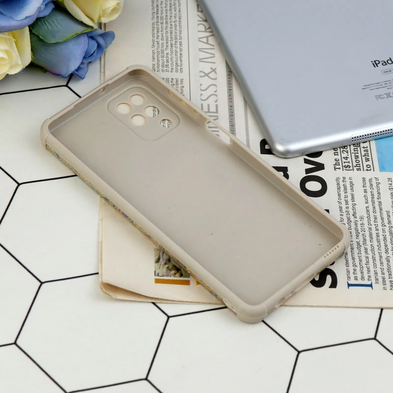 قاب شاینی سواروسکی محافظ لنزدار طرح لاتین Samsung Galaxy A12