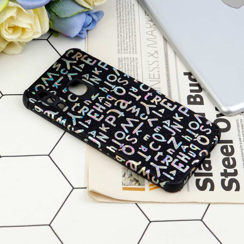قاب شاینی سواروسکی محافظ لنزدار طرح لاتین Samsung Galaxy A20