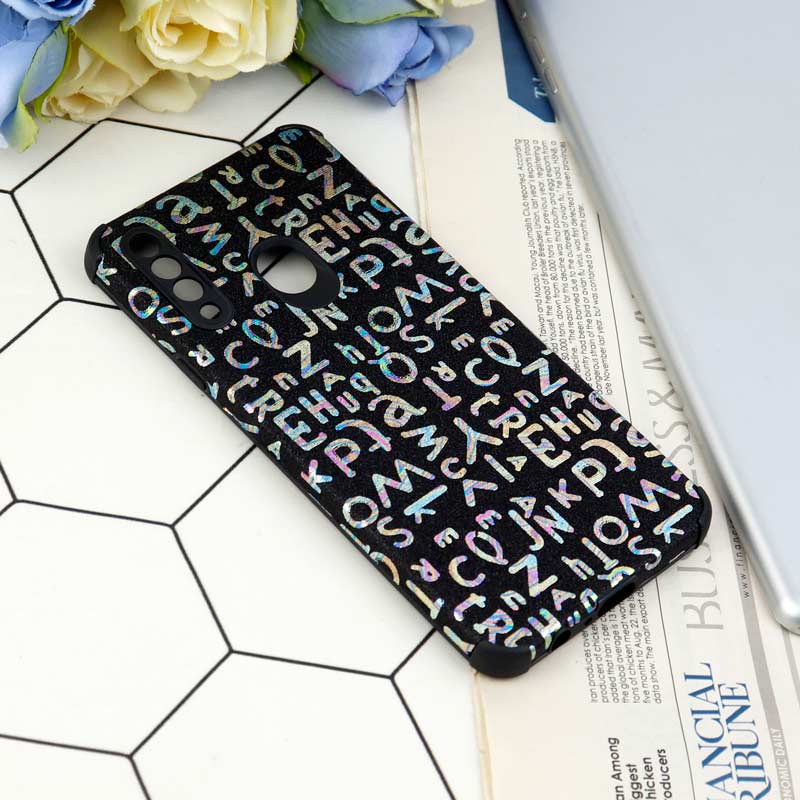 قاب شاینی سواروسکی محافظ لنزدار طرح لاتین Samsung Galaxy A20s