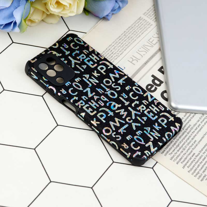 قاب شاینی سواروسکی محافظ لنزدار طرح لاتین Samsung Galaxy A22 4G
