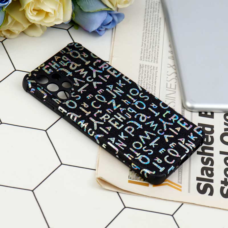 قاب شاینی سواروسکی محافظ لنزدار طرح لاتین Samsung Galaxy A32 4G