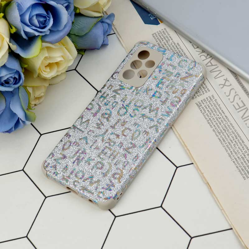 قاب شاینی سواروسکی محافظ لنزدار طرح لاتین Samsung Galaxy A52 / A52s