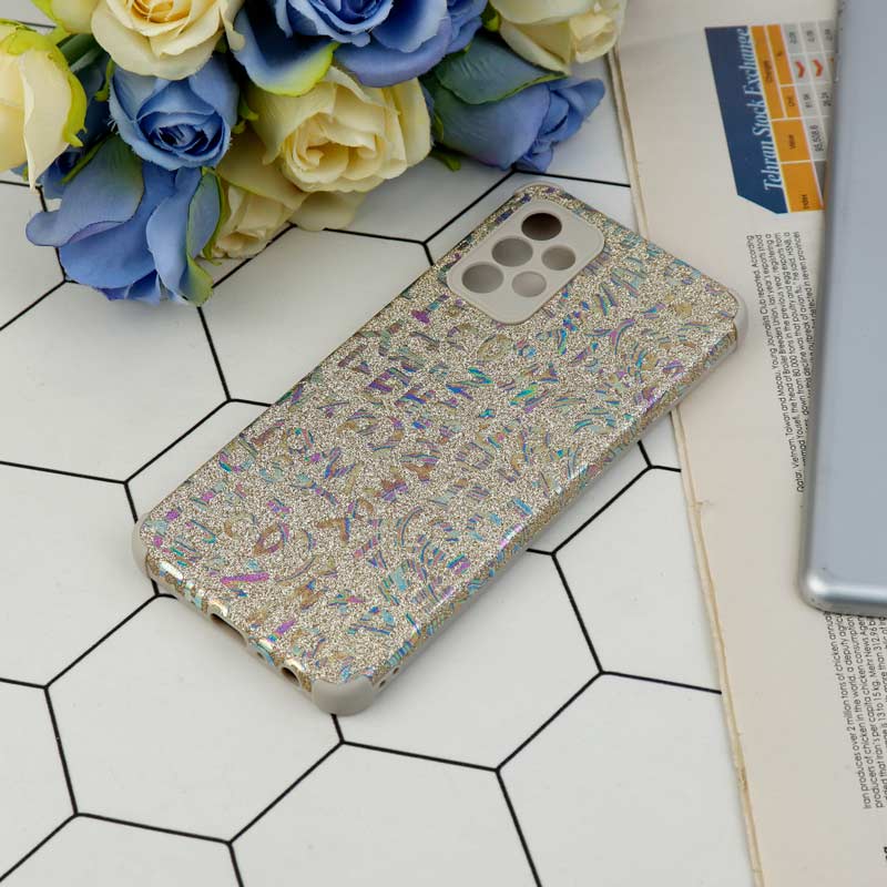 قاب شاینی سواروسکی محافظ لنزدار طرح لاتین Samsung Galaxy A72