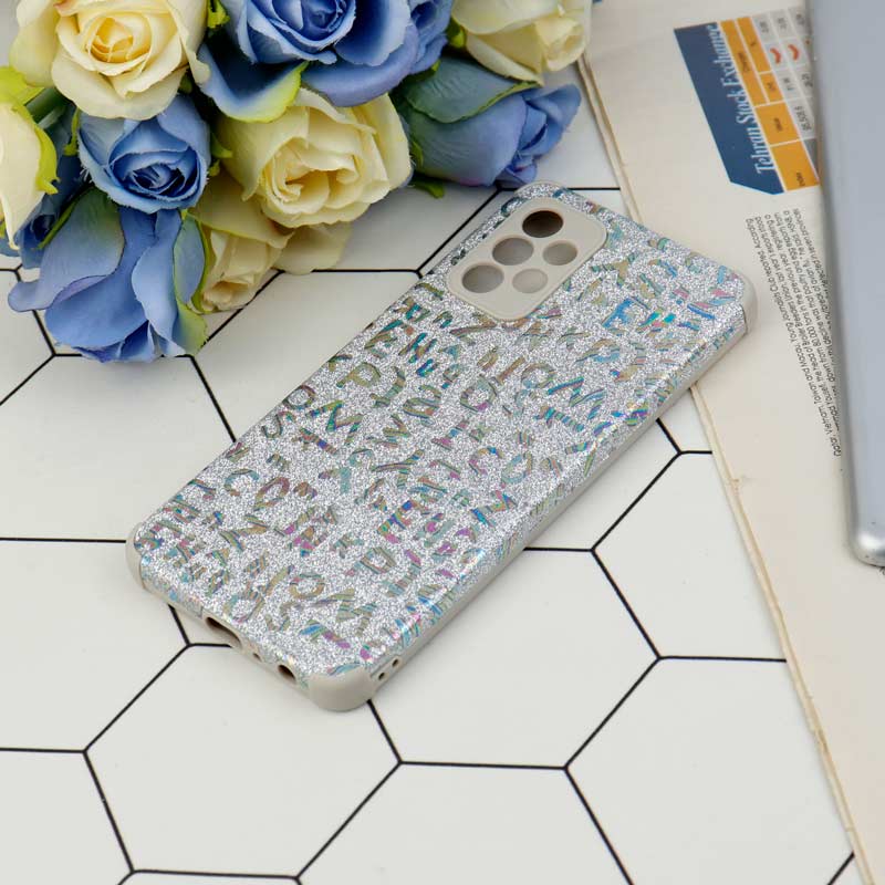قاب شاینی سواروسکی محافظ لنزدار طرح لاتین Samsung Galaxy A72