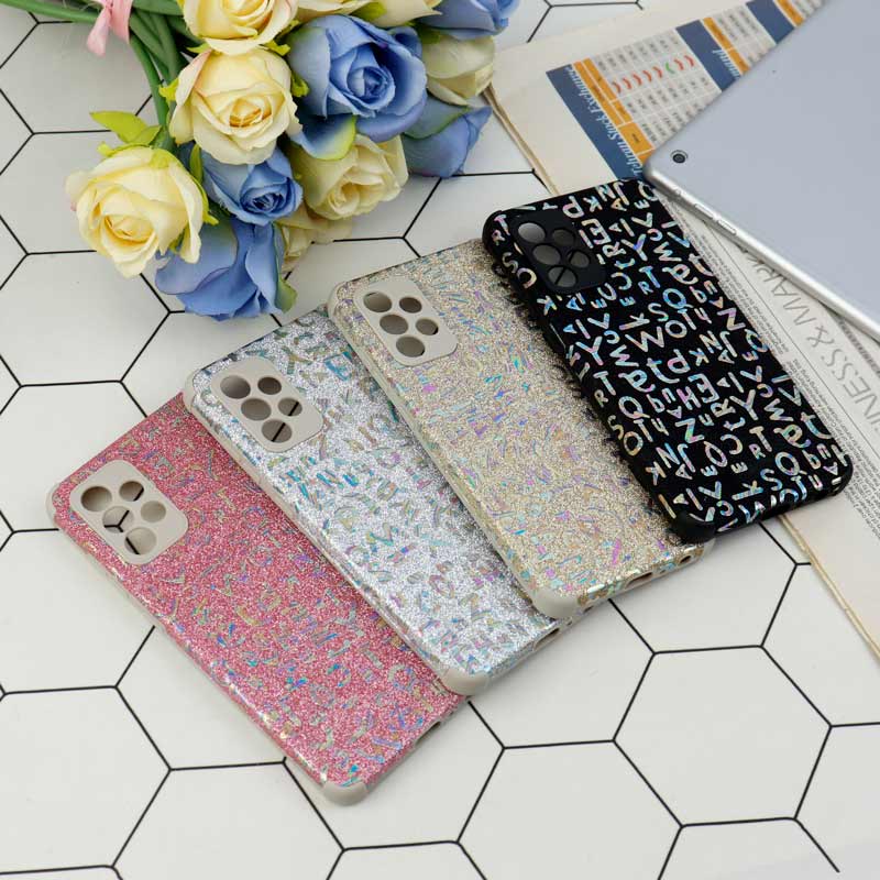 قاب شاینی سواروسکی محافظ لنزدار طرح لاتین Samsung Galaxy A72