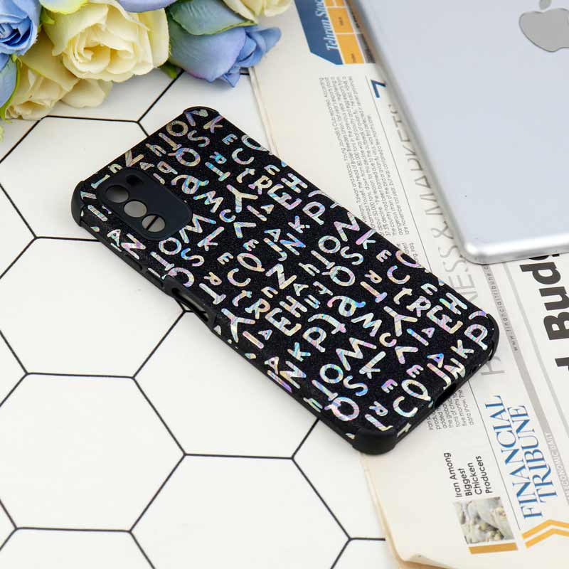 قاب شاینی سواروسکی محافظ لنزدار طرح لاتین Xiaomi Poco M3