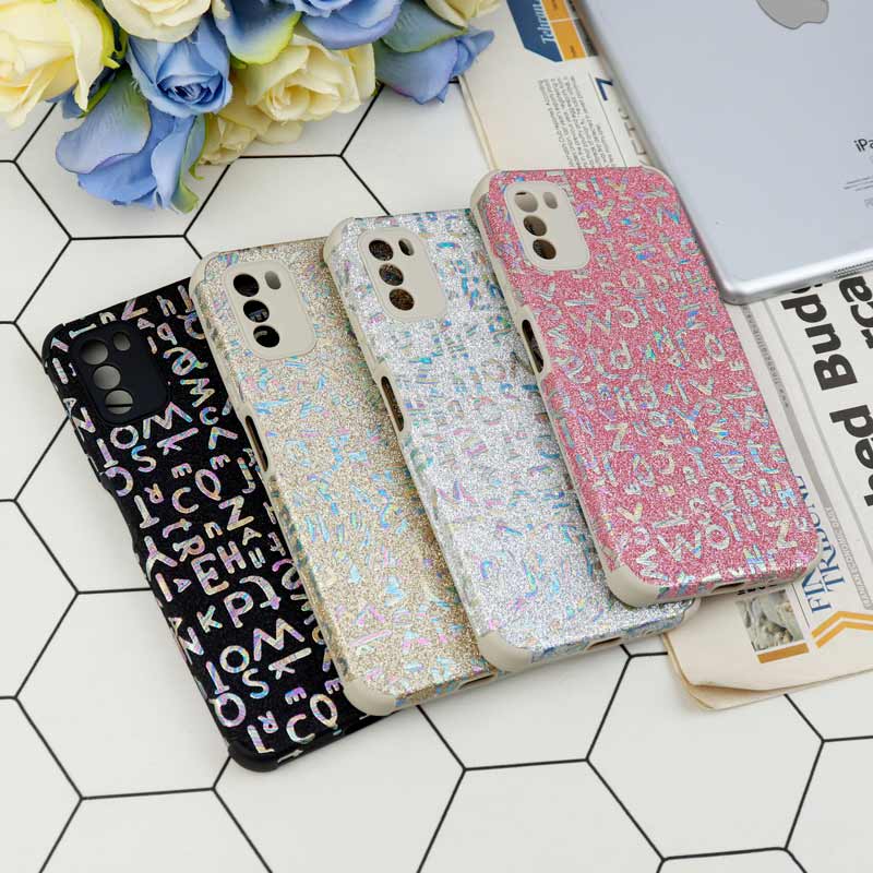 قاب شاینی سواروسکی محافظ لنزدار طرح لاتین Xiaomi Poco M3