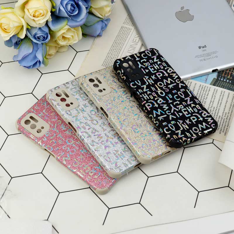 قاب شاینی سواروسکی محافظ لنزدار طرح لاتین Xiaomi Poco M3 Pro