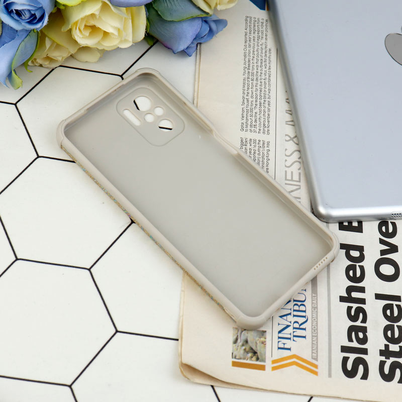 قاب شاینی سواروسکی محافظ لنزدار طرح لاتین Xiaomi Redmi Note 10 4G